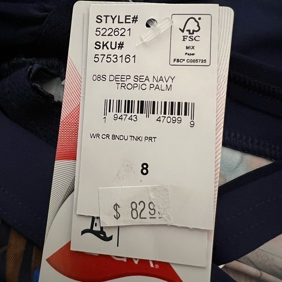 WOMEN'S Long Bandeau Tankini Swimsuit Top With Removable Adjustable Straps-NWT - Picture 5 of 6